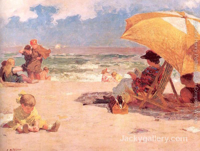 At the Seaside Mother by Edward Henry Potthast paintings reproduction